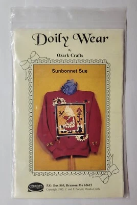 Doily Wear by Ozark Crafts Sweatshirt Applique Pattern #826 Sunbonnet Sue  - Image 1 of 2