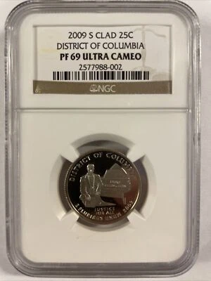 2009 S CLAD 25C QUARTER DISTRICT OF COLUMBIA PF 69 ULTRA CAMEO NGC - Image 1 of 4