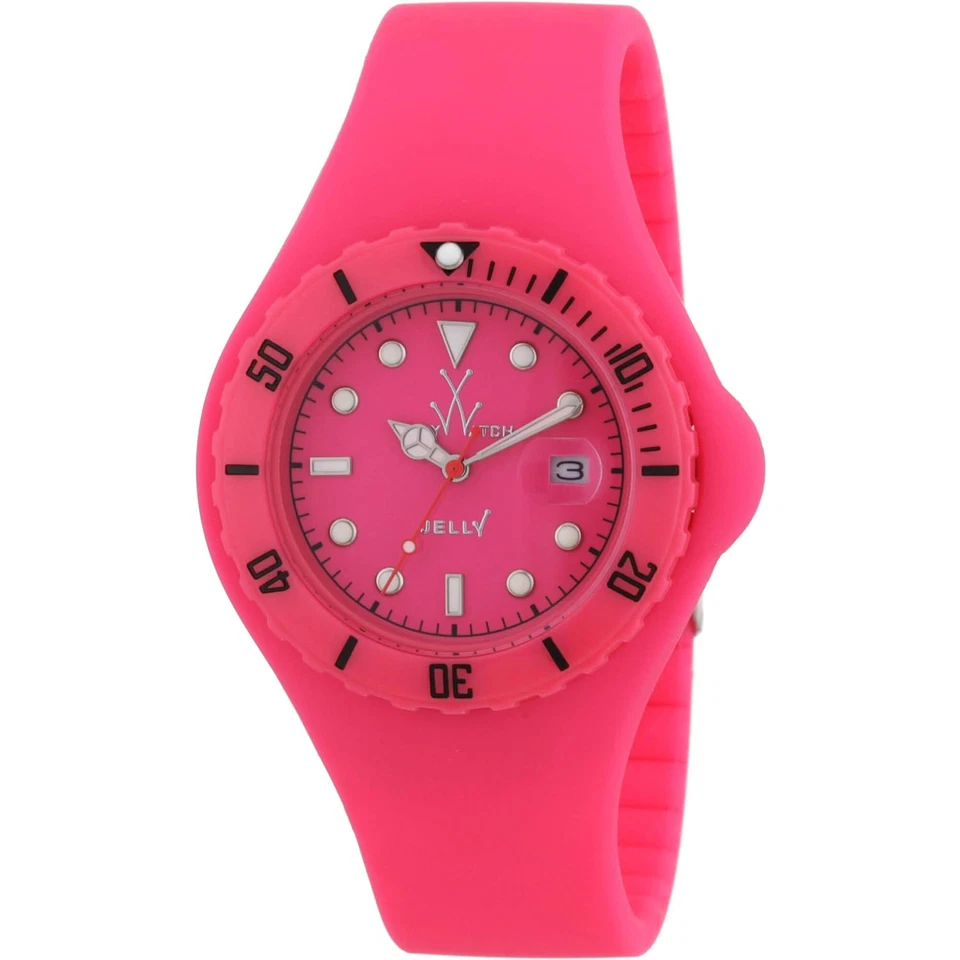 Relógio de brinquedo feminino geléia quartzo mostrador rosa pulseira de borracha JY04PS - Imagem 1 de 1