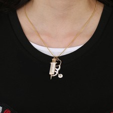 Necklace Chain Women Jewelry L Alloy Medical Stethoscope Charm Syringe Pendant