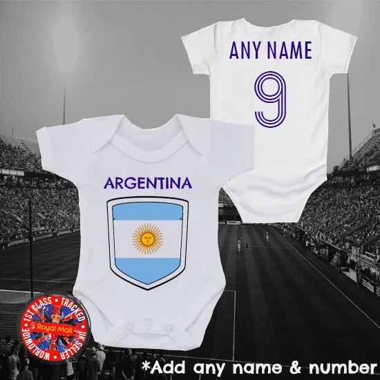 DUNNES STORES Argentina Personalised Football Babygrow Vest Soccer Gift Euros World Cup