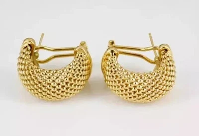 Vintage Estate Italian Women Knot Stud Earrings 14K Yellow Gold Plated - Image 1 of 4