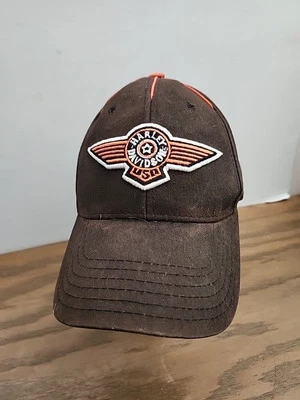 Sombrero ajustable vintage Harley Davidson FAT BOY marrón bordado Foto 1 de 4