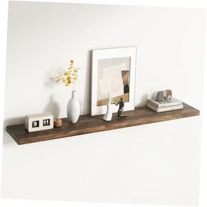 Rustic Elm Wood Floating Shelf for Wall, Flat Edge 55"W x 9.3"D x 1.5"H, 1 - Picture 1 of 8