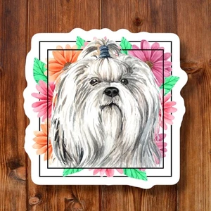Süßer wasserdichter wetterfester Vinyl-Aufkleber | Malteser Hund | Welpe - Bild 1 von 9