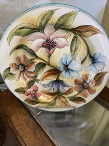 Majolica Santa Rosa Guanajuato Mexico Round Decorative Wall Plate 13" signed - Picture 1 of 3