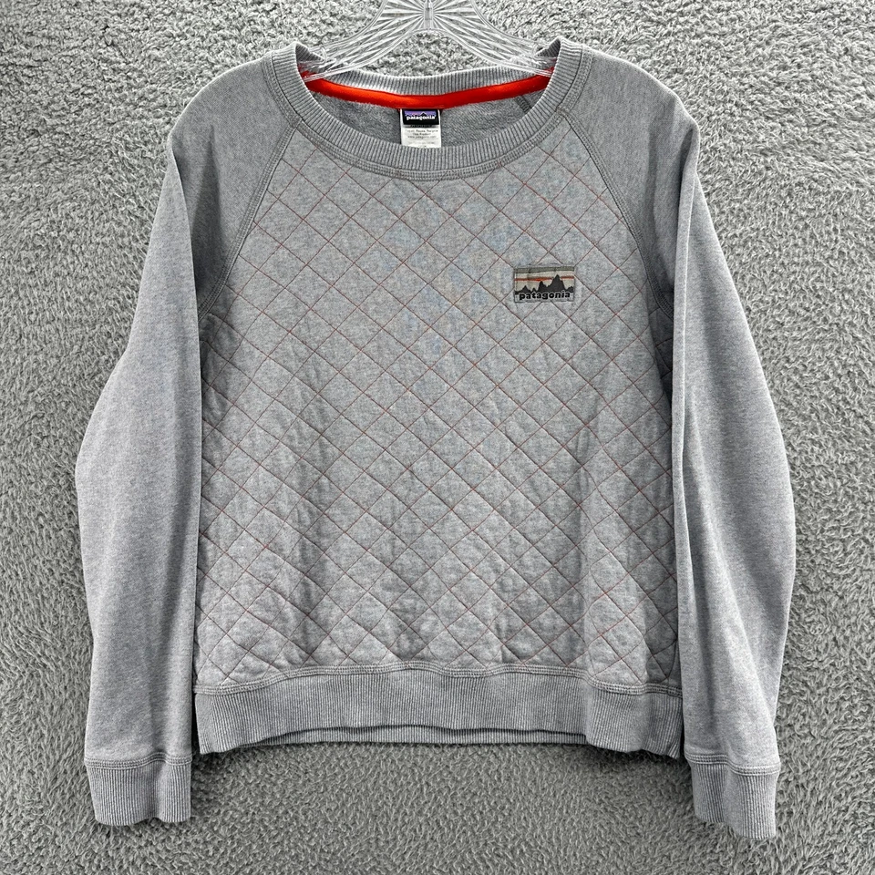 Patagonia Sweatshirt Womens Medium M Gray Organic Cotton Quilt Crew Sweater - Image 1 of 4