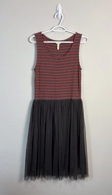Matilda Jane Twas the Night Tulle Tank Dress Women's Large Gray Red Sleeveless - Image 1 of 4
