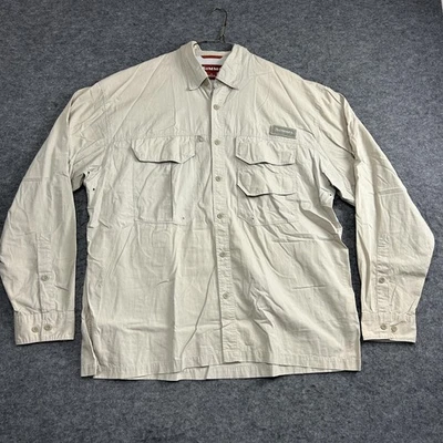 Simms Shirt Mens XL Beige Long Sleeve Fishing Vented Pockets Button Front Guide - Image 1 of 4