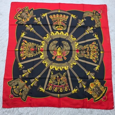 Hermes Paris Egypte by Caty Latham Red Silk Scarf 90cm 35inch - Image 1 of 4