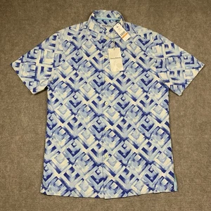 Tommy Bahama Hawaiihemd Herren Small Blau Geometrisch Knopfleiste Kurzarm - Bild 1 von 11