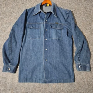 Camisa Chaqueta Vaquera Wrangler De Colección Para Hombres Perla A Presión Hecha en EE. UU. Ropa Occidental - Imagen 1 de 11