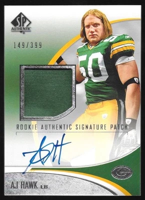 2006 SP AUTHENTIC A.J. HAWK 259 PATCH RC AUTOGRAPH RPA /399 GREEN BAY PACKERS - Image 1 of 2
