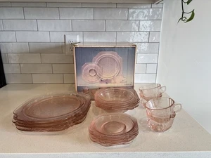 Pink Depression Glass 16pc Set Indiana Recollection Madrid Pattern NEW In Box - Picture 1 of 15