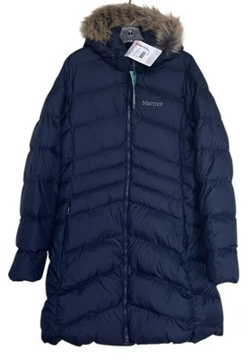 Chaqueta Marmot para mujer talla XL Montreal imitación piel capucha ribete cremallera abrigo azul acolchado Foto 1 de 4