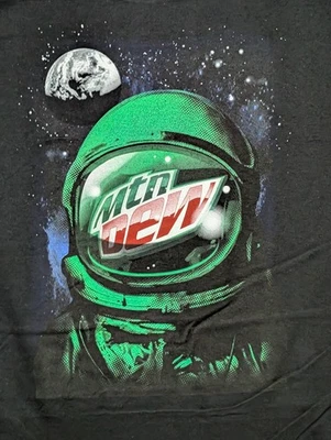 Mountain Dew Hombre Camiseta Negra Astronauta Galaxy 2XL #3615 Nueva Con Etiquetas  Foto 1 de 4