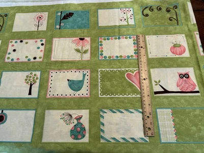 MODA NAME THAT QUILT 36 Quilter Labels COTTON FABRIC 24 x 44 Green Pink Sandy Gervais