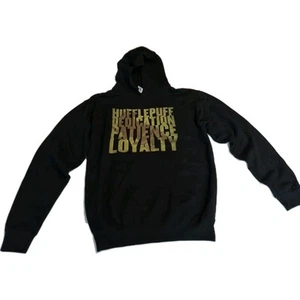 Harry Potter Hufflepuff Badger Silhouette Text Pullover Hoodie Youth XL Black - Picture 1 of 7