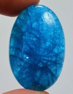 35 Ct 5X22X34 mm Natural Translucent Neon Apatite Oval Cabochon Gemstone HN-66 - Picture 1 of 1