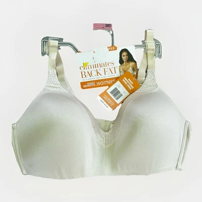 Warners Blissful Benefits Back Smoothing Bra Wire Free W4012 Beige 38D *NEW ** - Image 1 of 4
