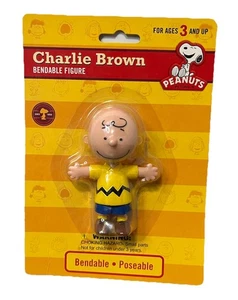 Figura Posable Flexible de Goma Peanuts Vintage Charlie Browns Nueva en Paquete - Imagen 1 de 9
