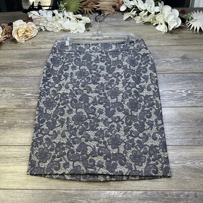 Falda Banana Republic Talla 12 Gris Lápiz Mini Encaje Forrada Carrera Mujer Foto 1 de 4