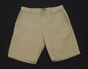 RVCA Weekend Shorts Mens 33 Khaki Brown Chino The Week-End Flat Cotton Blend - Picture 1 of 3