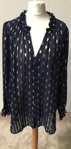 together sheer blue blouse with silver detail size 14 - Picture 1 of 8