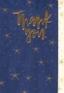 Blue Thank You Military Armed Forces Gold Stars Star Hallmark Greeting Card