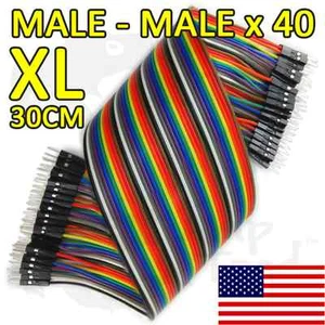 Extra Long 30cm Jumper Wires DuPont Male - Male 40 pcs Ribbon Arduino Electronic - Picture 1 of 11