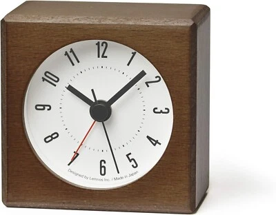 Lemnos Table Clock JH17-05 BW Brown Alarm Clock Meteor W7 × H7 × D4.2cm Japan - Image 1 of 3