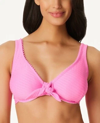 Traje de baño Jessica Simpson para mujer con corbata frontal rosa talla mediana copa D Foto 1 de 4