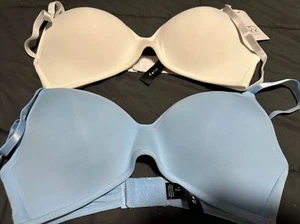 2 Pack Rene Rofe Women's Size 34C White and Blue Wirefree Comfort Bras - Picture 1 of 8