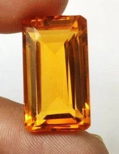 AAA+ 25.0 Ct. Large Yellow Citrine Emerald Cut Loose Gemstone for Ring & Pendant - Picture 1 of 6