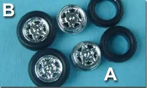 Vincent Wheels (B) (A) ATS CHROME W/TIRES FOR TJET Slot Cars - Picture 1 of 3