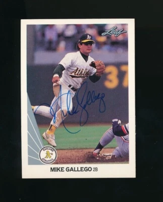 1990 Leaf Mike Gallego #121 signed auto autograph clean blue signature - Image 1 of 2