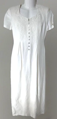 Vestido boutique vintage Cynthia Howie Maggy para mujer 4 mezcla de lino blanco crema Foto 1 de 4