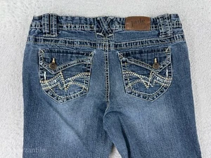 Jade Pants Womens 9 Blue Denim Jeans Low Rise Embellished Distressed Cotton - Picture 1 of 14