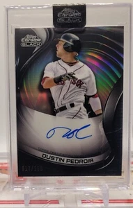 2022 Topps Chrome Black Dustin Pedroia Auto #CBA-DP /150 Boston SP Silver - Picture 1 of 2
