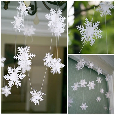  3D Snowflake Bunting Garland Hanging Christmas Party Decoration  - image 1 of 4