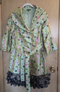 NWT Samuel Dong Embroidered Polka Dot Jacket Coat Shawl Collar Belted - Picture 1 of 16