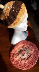  BERETS  CHAPEAUX   CROCHET FAIT MAIN ARTISANAT FRANCAIS  LOT DE 2 - Picture 1 of 3