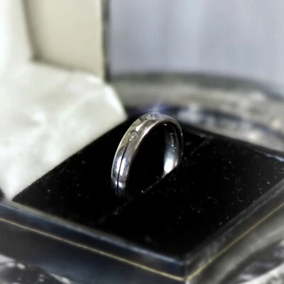 Anillo paladio 950 con tres diamantes Foto 1 de 4