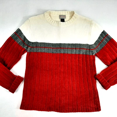 Y2K Arizona Boys Sweater Sz Large 14 / 16 Ribbed Knit Warm Red Gray 100% Acrylic - Image 1 of 4