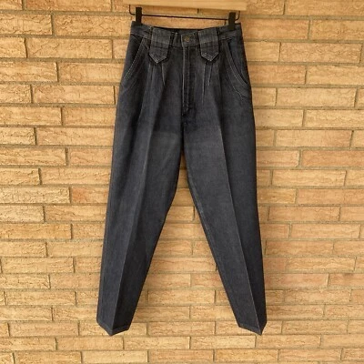 80s 90s Rocky Mountain Denim Jeans bareback high rise dark wash pinstriped 7/8 - Image 1 of 4