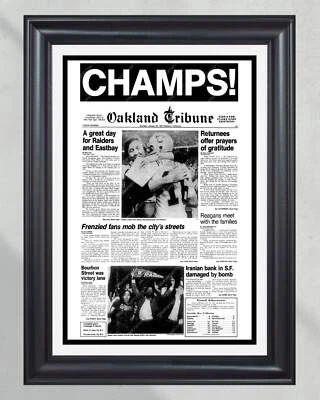 Oakland Raiders Super Bowl XV Champions 1981 enmarcado portada impresión de periódico Foto 1 de 4