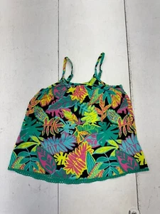 Cat & Jack Green Black Leaf Graphic Sleeveless Tank Top Girls Size Large - Picture 1 of 6