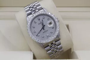 Rolex Datejust 36mm Custom 3ct VS Diamond Bezel & Grey Jubilee Dial S/S Quickset - Picture 1 of 5