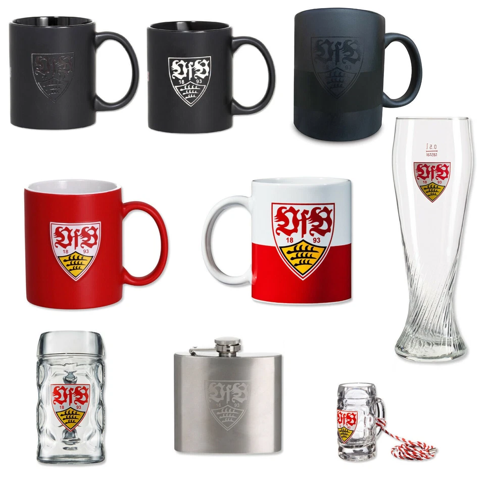 VfB Stuttgart Tassen - Gläser - Fanartikel - Weizen - Bierkrug Fußball- Schnaps - Bild 1 von 1