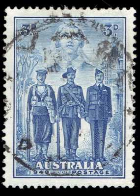 AUSTRALIA - 1940 - ENFERMERA, MARINERA, SOLDADO Y AVIADOR 3p Ultra - Sc #186 - Usado en muy buen estado Foto 1 de 2